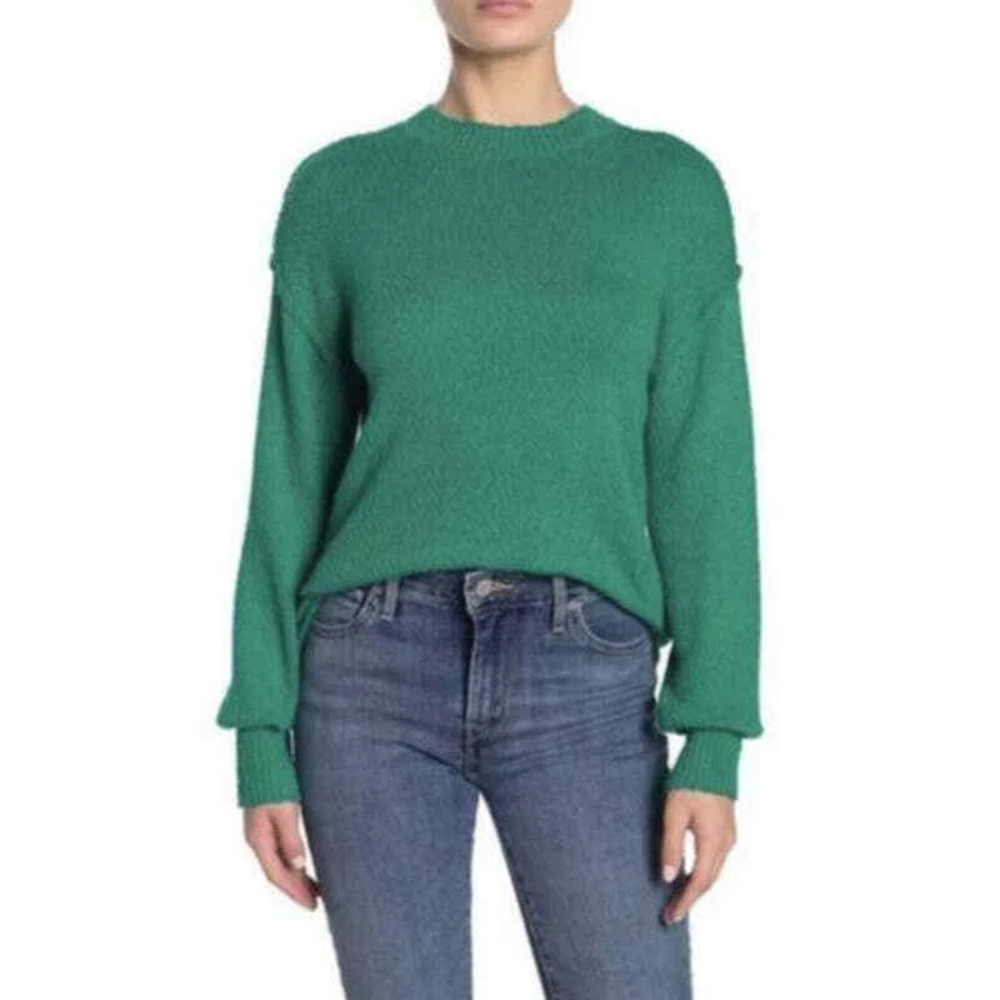 NWT Abound Green Cropped Crew Neck Sweater Soft Textured Knit-Size L Juniors